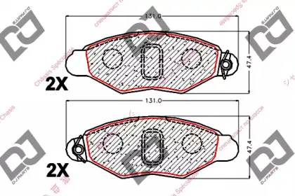 Комплект тормозных колодок, дисковый тормоз DJ PARTS купить